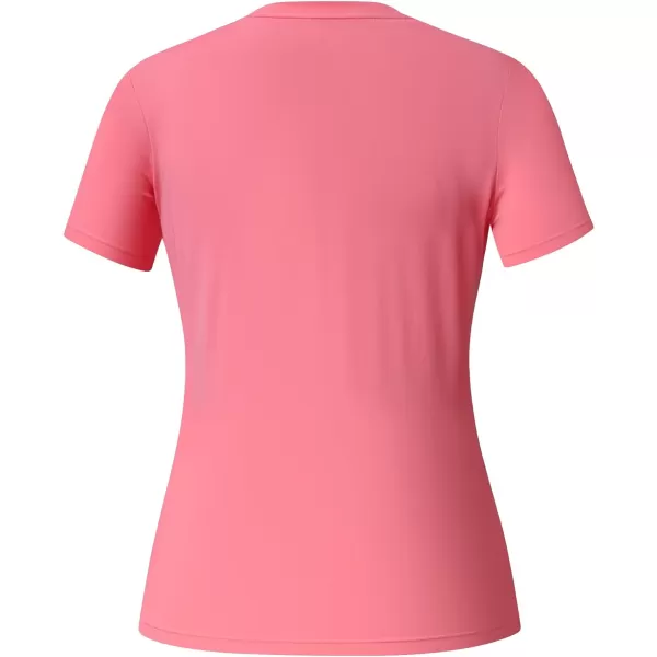 BASSDASH Womens UPF 50 Crew Neck Short Sleeve TShirt Cooling Performance Sun Protection Tee for Fishing Hiking CasualPink