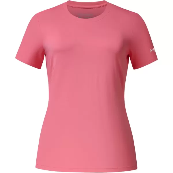 BASSDASH Womens UPF 50 Crew Neck Short Sleeve TShirt Cooling Performance Sun Protection Tee for Fishing Hiking CasualPink