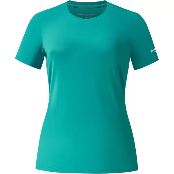 BASSDASH Womens UPF 50 Crew Neck Short Sleeve TShirt Cooling Performance Sun Protection Tee for Fishing Hiking CasualPool Green