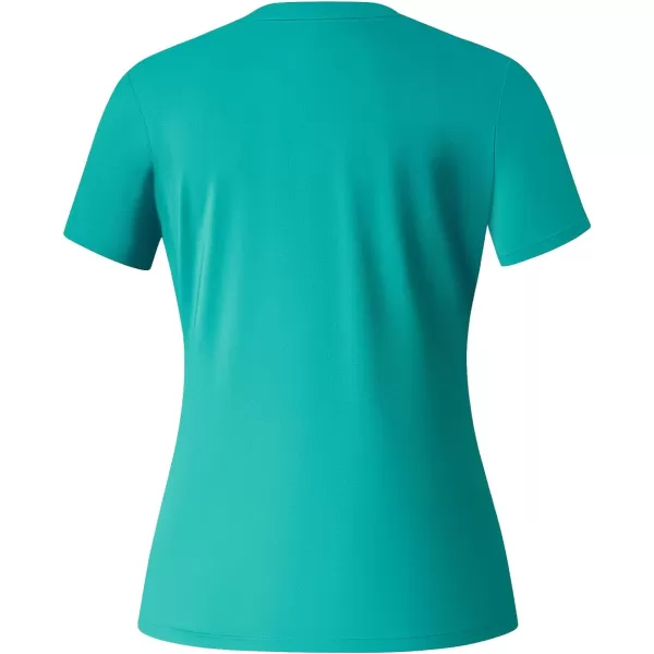 BASSDASH Womens UPF 50 Crew Neck Short Sleeve TShirt Cooling Performance Sun Protection Tee for Fishing Hiking CasualPool Green