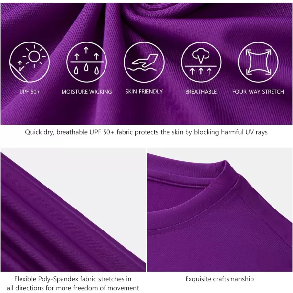 BASSDASH Womens UPF 50 Crew Neck Short Sleeve TShirt Cooling Performance Sun Protection Tee for Fishing Hiking CasualViolet