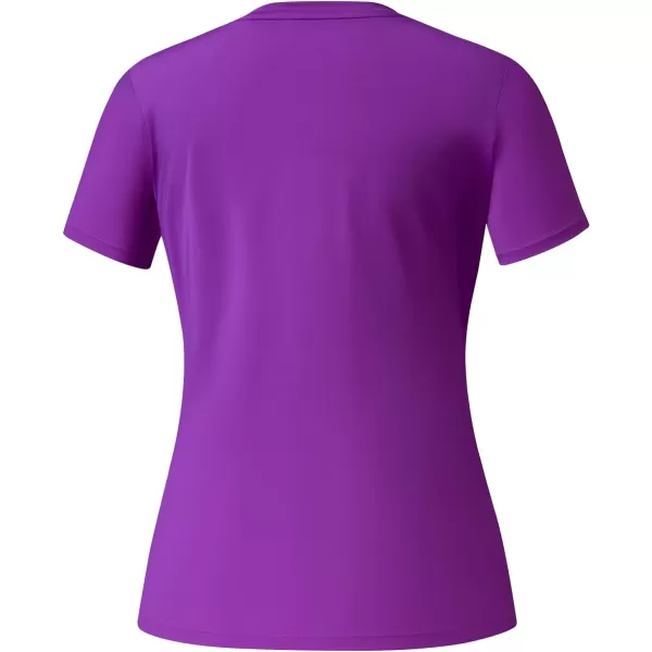 BASSDASH Womens UPF 50 Crew Neck Short Sleeve TShirt Cooling Performance Sun Protection Tee for Fishing Hiking CasualViolet