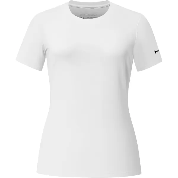 BASSDASH Womens UPF 50 Crew Neck Short Sleeve TShirt Cooling Performance Sun Protection Tee for Fishing Hiking CasualWhite