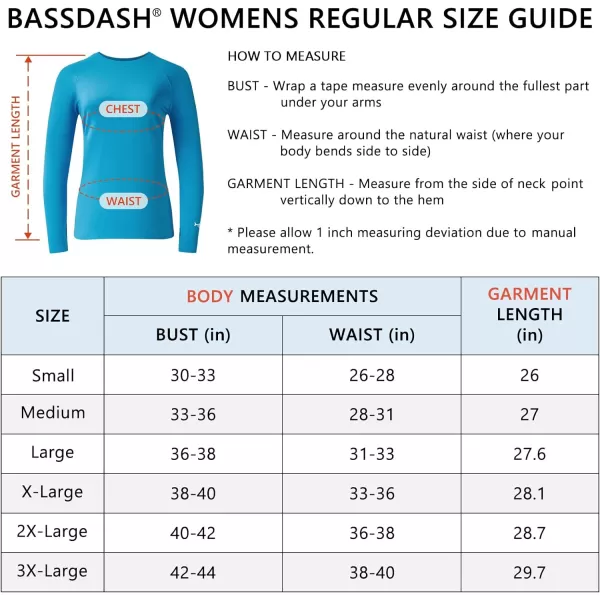 BASSDASH Womens UPF 50 UV Sun Protection TShirt Long Sleeve Fishing Hiking Performance ShirtsBrilliant Blue