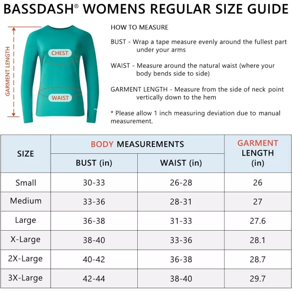 BASSDASH Womens UPF 50 UV Sun Protection TShirt Long Sleeve Fishing Hiking Performance ShirtsPool Green