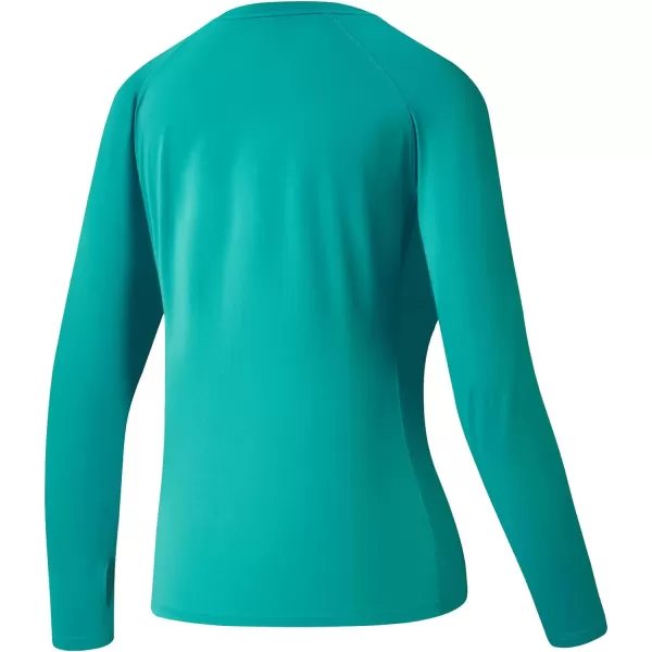 BASSDASH Womens UPF 50 UV Sun Protection TShirt Long Sleeve Fishing Hiking Performance ShirtsPool Green