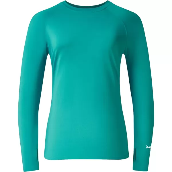 BASSDASH Womens UPF 50 UV Sun Protection TShirt Long Sleeve Fishing Hiking Performance ShirtsPool Green