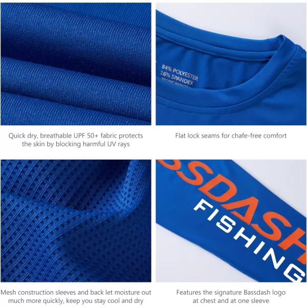 BASSDASH Youth Fishing T Shirts UPF 50 Long Sleeve Performance UV Protection Tee for Boys GirlsRoyal BlueOrange Logo