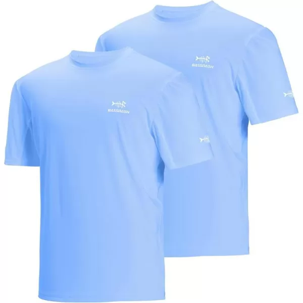 BASSDASH 2 Pack Mens UPF 50 Short Sleeve Fishing Shirt Sun Protection UV TShirtCarolinaWhite Logo