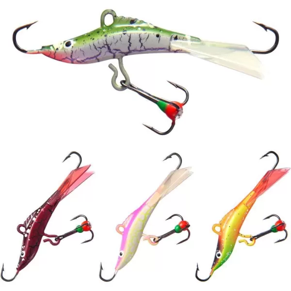 BASSDASH Ice Fishing Lures with Glide Tail Wings Winter Ice Jigging Fishing Jigs for Bass Perch Walleye PikeBI09  4pcs assorted jigs  197in037oz