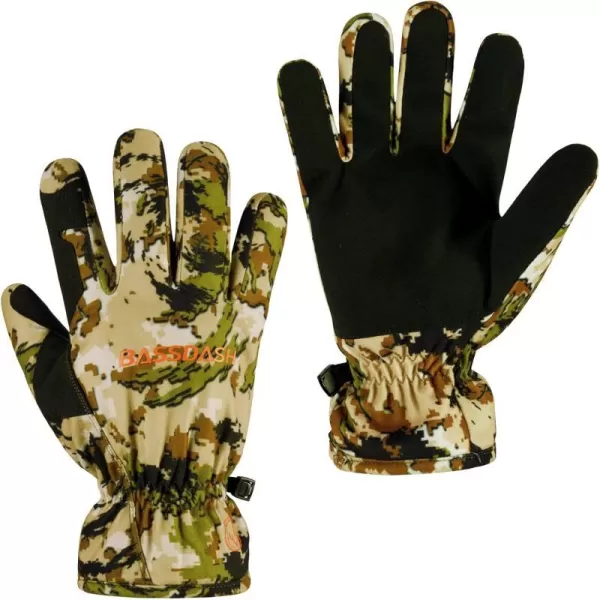 BASSDASH Mens Insulated Hunting Gloves Waterproof Camo Gloves for Cold Weather Outdoor Activities HG02MHighland