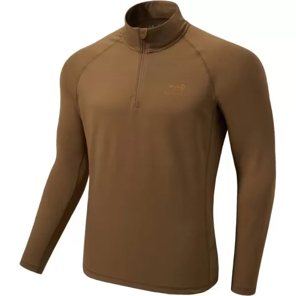 BASSDASH Mens Midweight Thermal Base Layer 14 Zip Pullover Shirt Underwear Top Warm Ultra Soft Quick Dry FS20MDark Brown