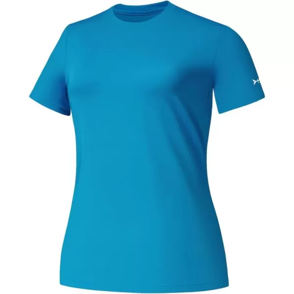 BASSDASH Womens UPF 50 Crew Neck Short Sleeve TShirt Cooling Performance Sun Protection Tee for Fishing Hiking CasualBrilliant Blue