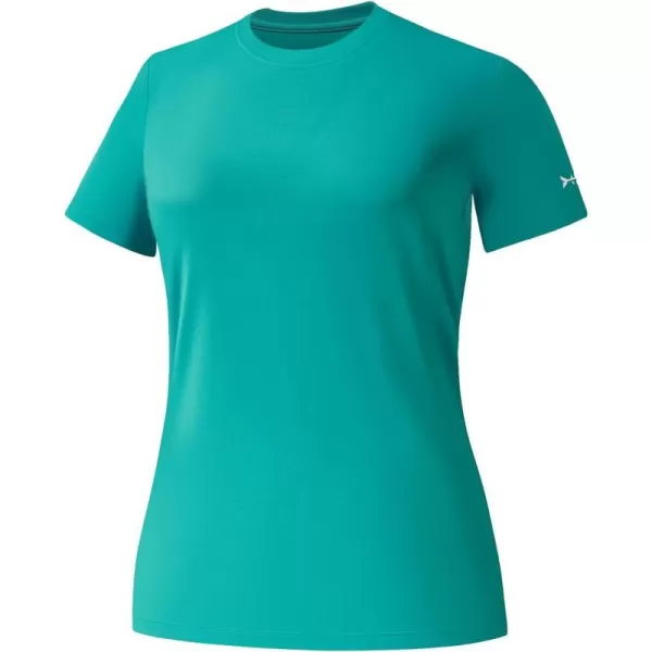 BASSDASH Womens UPF 50 Crew Neck Short Sleeve TShirt Cooling Performance Sun Protection Tee for Fishing Hiking CasualPool Green