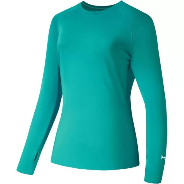 BASSDASH Womens UPF 50 UV Sun Protection TShirt Long Sleeve Fishing Hiking Performance ShirtsPool Green