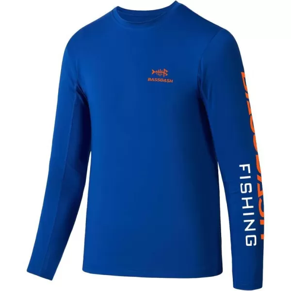 BASSDASH Youth Fishing T Shirts UPF 50 Long Sleeve Performance UV Protection Tee for Boys GirlsRoyal BlueOrange Logo