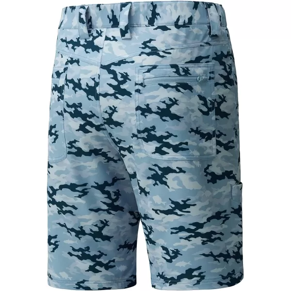 BASSDASH 105 Mens Fishing Cargo Shorts Quick Dry UPF 50 Water Resistant FP01MAqua Camo