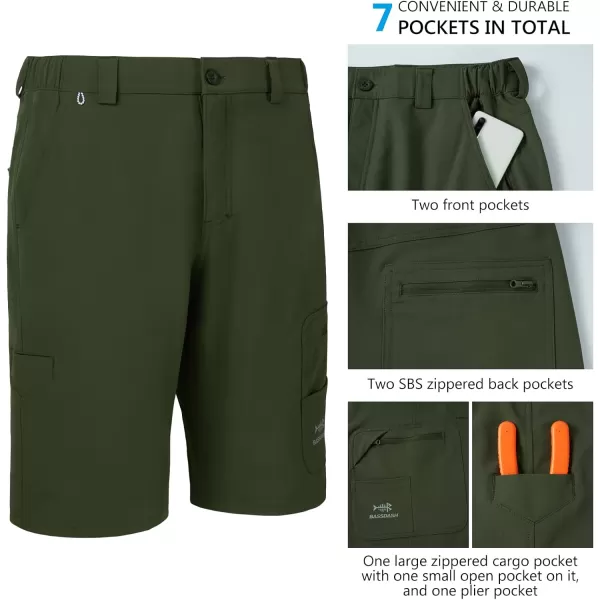 BASSDASH 105 Mens Fishing Cargo Shorts Quick Dry UPF 50 Water Resistant FP01MArmy Green