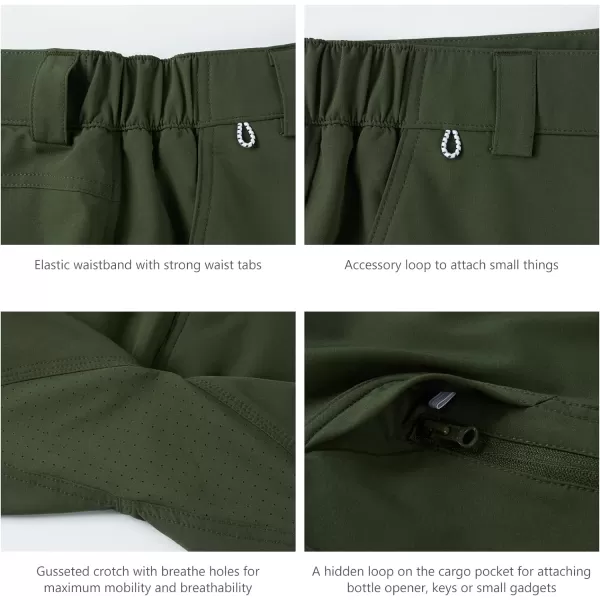 BASSDASH 105 Mens Fishing Cargo Shorts Quick Dry UPF 50 Water Resistant FP01MArmy Green