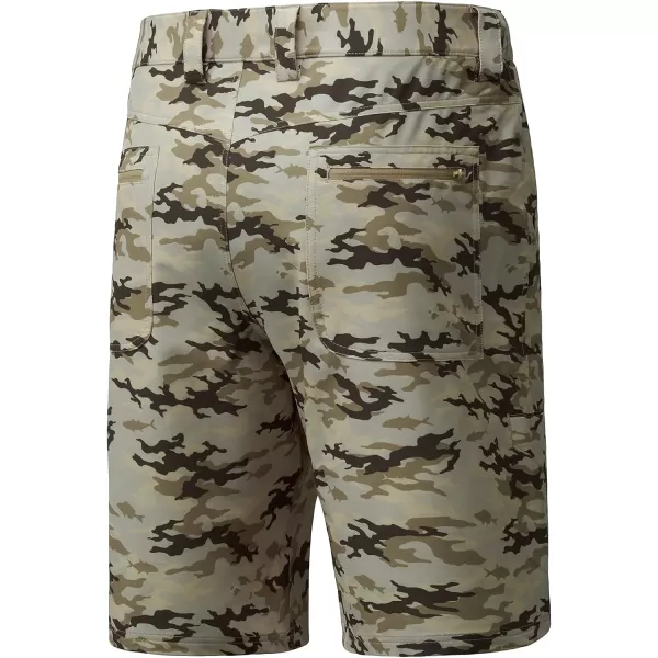 BASSDASH 105 Mens Fishing Cargo Shorts Quick Dry UPF 50 Water Resistant FP01MBeige Camo