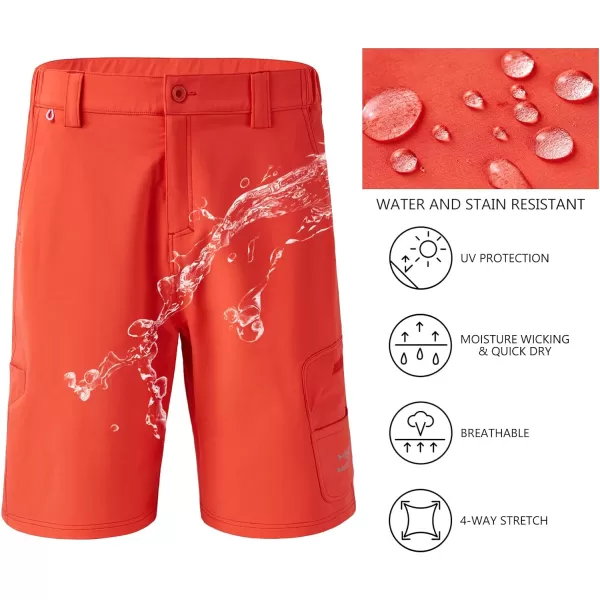 BASSDASH 105 Mens Fishing Cargo Shorts Quick Dry UPF 50 Water Resistant FP01MCoral Red