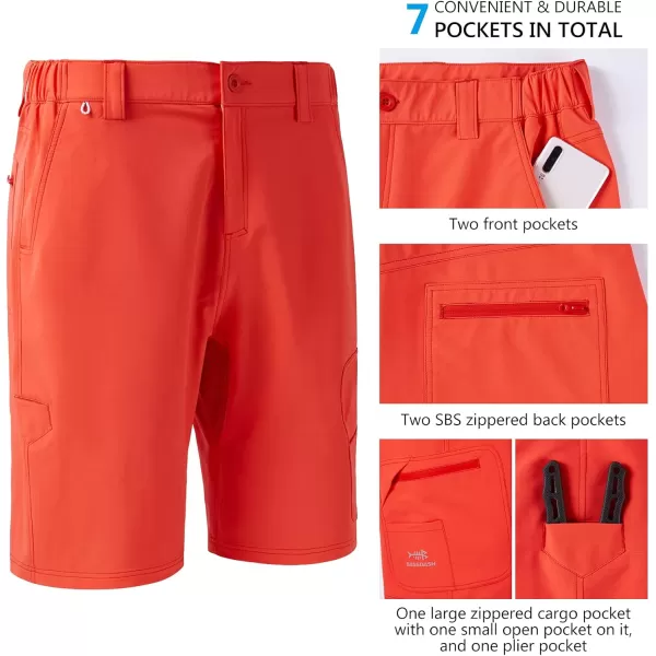 BASSDASH 105 Mens Fishing Cargo Shorts Quick Dry UPF 50 Water Resistant FP01MCoral Red