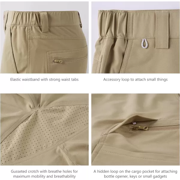 BASSDASH 105 Mens Fishing Cargo Shorts Quick Dry UPF 50 Water Resistant FP01MKhaki