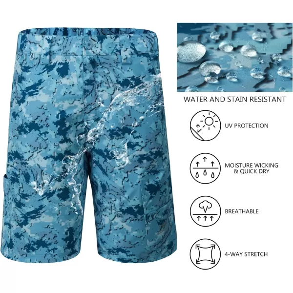 BASSDASH 105 Mens Fishing Cargo Shorts Quick Dry UPF 50 Water Resistant FP01MOcean Digital Camo