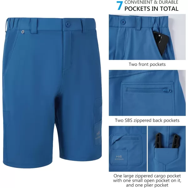 BASSDASH 105 Mens Fishing Cargo Shorts Quick Dry UPF 50 Water Resistant FP01MSnorkel Blue