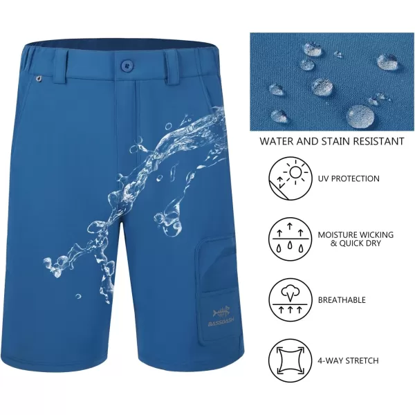 BASSDASH 105 Mens Fishing Cargo Shorts Quick Dry UPF 50 Water Resistant FP01MSnorkel Blue