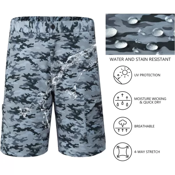 BASSDASH 105 Mens Fishing Cargo Shorts Quick Dry UPF 50 Water Resistant FP01MStorm Camo