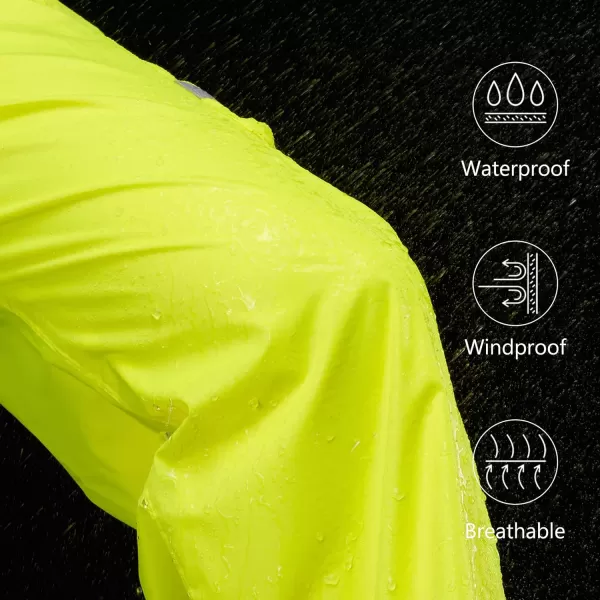 BASSDASH Complete Mens Breathable Waterproof Rain Pant Lightweight Over Pant with 12 Zip Legs for Fishing Kayaking HikingFluorescent Yellow