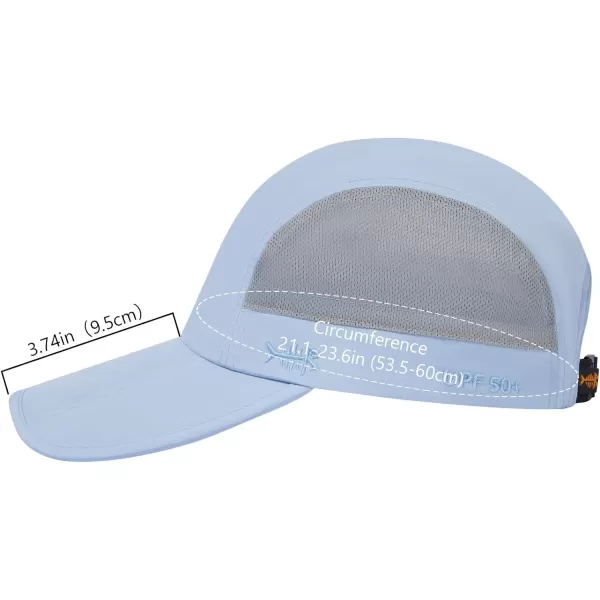 BASSDASH Folding Fishing Baseball Cap UPF 50 Water Resistant Outdoor Portable Brim Hats for Women Men Hiking AdjustableLight Blue