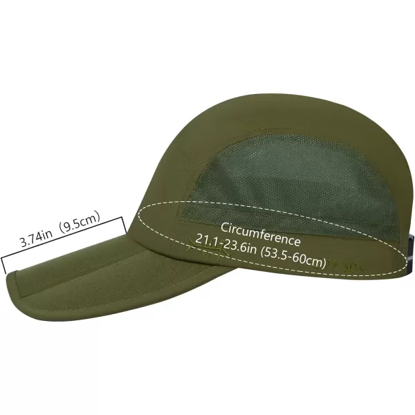 BASSDASH Folding Fishing Baseball Cap UPF 50 Water Resistant Outdoor Portable Brim Hats for Women Men Hiking AdjustableOlive Green