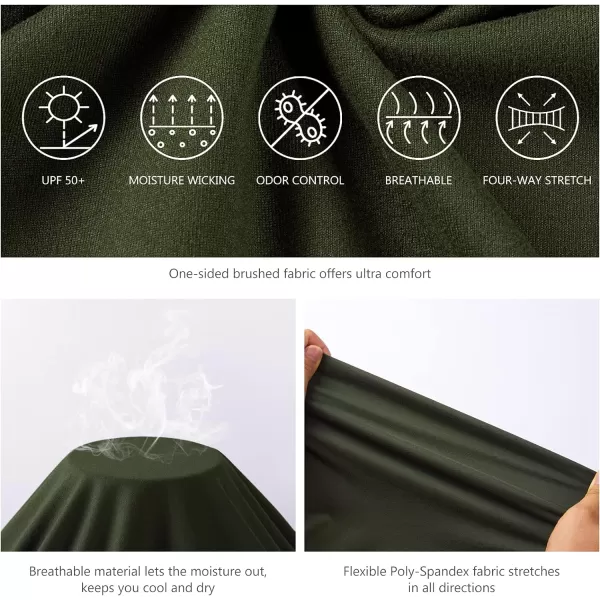BASSDASH Mens Hunting Sun Shirt UPF 50 Lightweight Camo Performance Long Sleeve Stretch Fishing Hiking Tactical TeesArmy Green