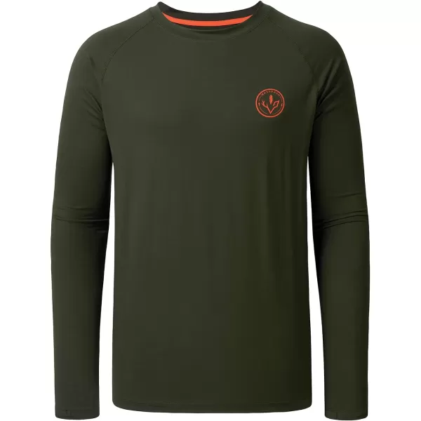 BASSDASH Mens Hunting Sun Shirt UPF 50 Lightweight Camo Performance Long Sleeve Stretch Fishing Hiking Tactical TeesArmy Green