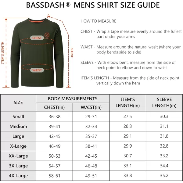BASSDASH Mens Hunting Sun Shirt UPF 50 Lightweight Camo Performance Long Sleeve Stretch Fishing Hiking Tactical TeesArmy Green