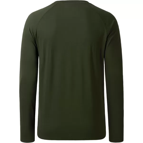 BASSDASH Mens Hunting Sun Shirt UPF 50 Lightweight Camo Performance Long Sleeve Stretch Fishing Hiking Tactical TeesArmy Green