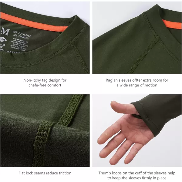 BASSDASH Mens Hunting Sun Shirt UPF 50 Lightweight Camo Performance Long Sleeve Stretch Fishing Hiking Tactical TeesArmy Green