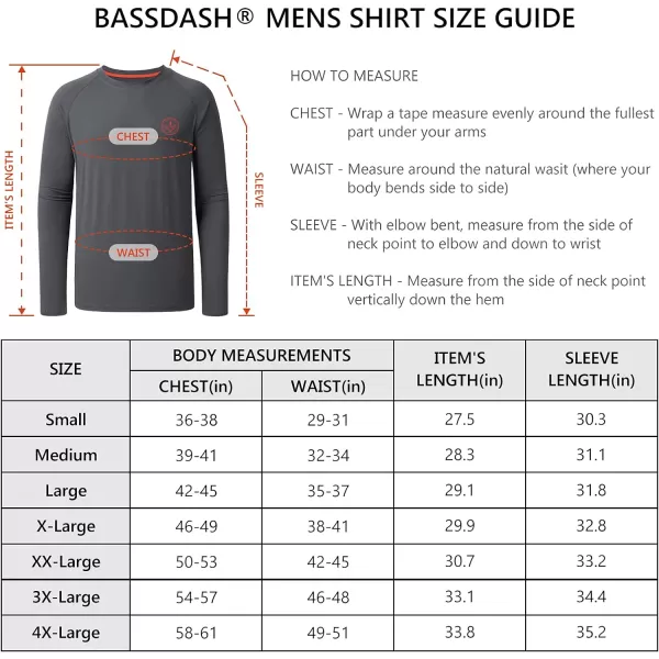 BASSDASH Mens Hunting Sun Shirt UPF 50 Lightweight Camo Performance Long Sleeve Stretch Fishing Hiking Tactical TeesCharcoal Grey