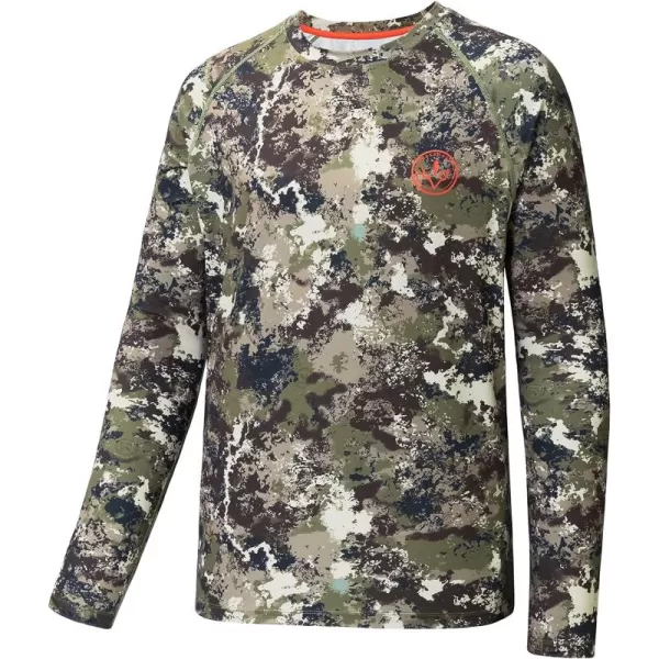 BASSDASH Mens Hunting Sun Shirt UPF 50 Lightweight Camo Performance Long Sleeve Stretch Fishing Hiking Tactical TeesGrunge Camo