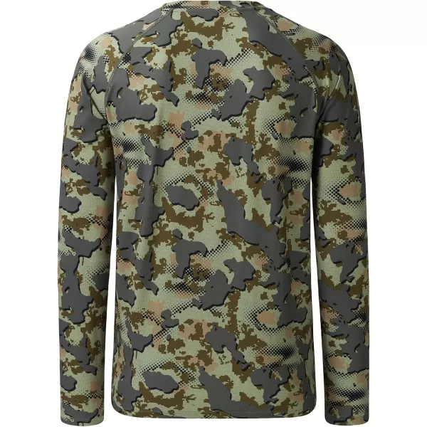 BASSDASH Mens Hunting Sun Shirt UPF 50 Lightweight Camo Performance Long Sleeve Stretch Fishing Hiking Tactical TeesOpen Terrain