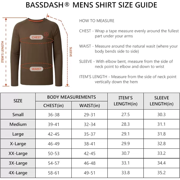 BASSDASH Mens Hunting Sun Shirt UPF 50 Lightweight Camo Performance Long Sleeve Stretch Fishing Hiking Tactical TeesOtter Brown