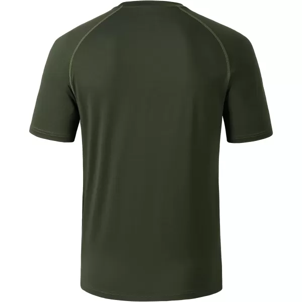 BASSDASH Mens Hunting Sun Shirt UPF 50 Lightweight Camo Performance Long Sleeve Stretch Fishing Hiking Tactical TeesShort Sleeve  Army Green