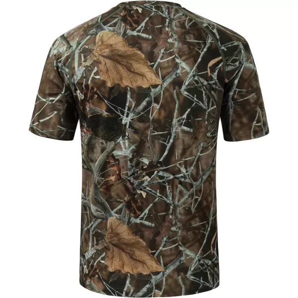 BASSDASH Mens Hunting Sun Shirt UPF 50 Lightweight Camo Performance Long Sleeve Stretch Fishing Hiking Tactical TeesShort Sleeve  Autumn Forest