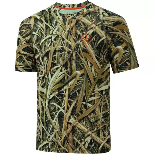 BASSDASH Mens Hunting Sun Shirt UPF 50 Lightweight Camo Performance Long Sleeve Stretch Fishing Hiking Tactical TeesShort Sleeve  Reeds