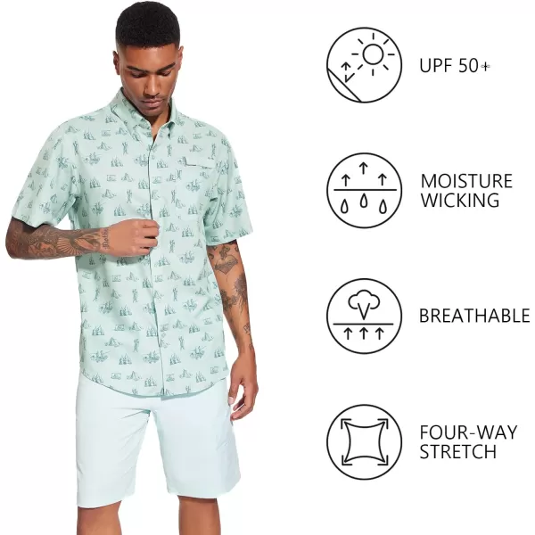 BASSDASH Mens UPF 50 Short Sleeve Button Down Fishing Shirt Breathable Lightweight for Outdoors Hiking CampingCamping Day