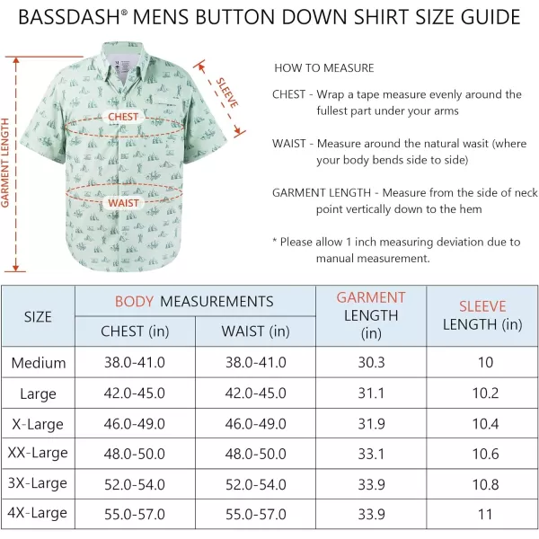 BASSDASH Mens UPF 50 Short Sleeve Button Down Fishing Shirt Breathable Lightweight for Outdoors Hiking CampingCamping Day