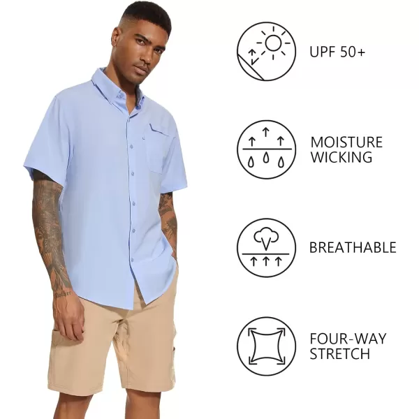 BASSDASH Mens UPF 50 Short Sleeve Button Down Fishing Shirt Breathable Lightweight for Outdoors Hiking CampingCarolina