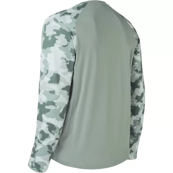 BASSDASH UPF 50 Fishing Tee for Men Camo Long Sleeve Shirt Quick Dry SweatshirtsAsh GreyAsh Green Camo